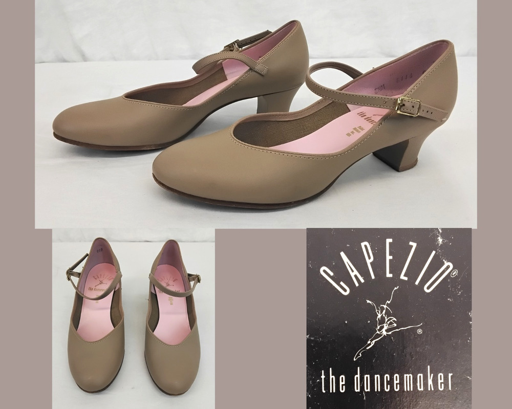 Capezio Dance Shoes Women's 8.5M 550 Tan Jr Footlight Genuine Leather #W4229